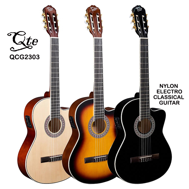 Qte 39'' Electro Classical Cutaway Guitar - QCG-2303